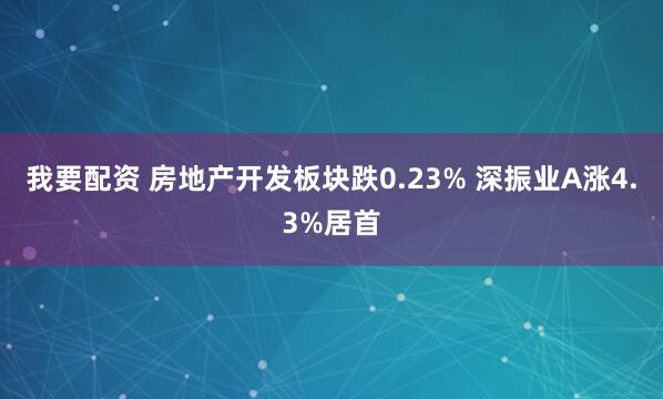 我要配资 房地产开发板块跌0.23% 深振业A涨4.3%居首